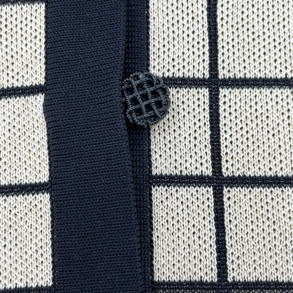 Misook Women's Cardigan Sweater, Sz. L Neutral Preppy Minimalist Windowpane - Picture 6 of 8